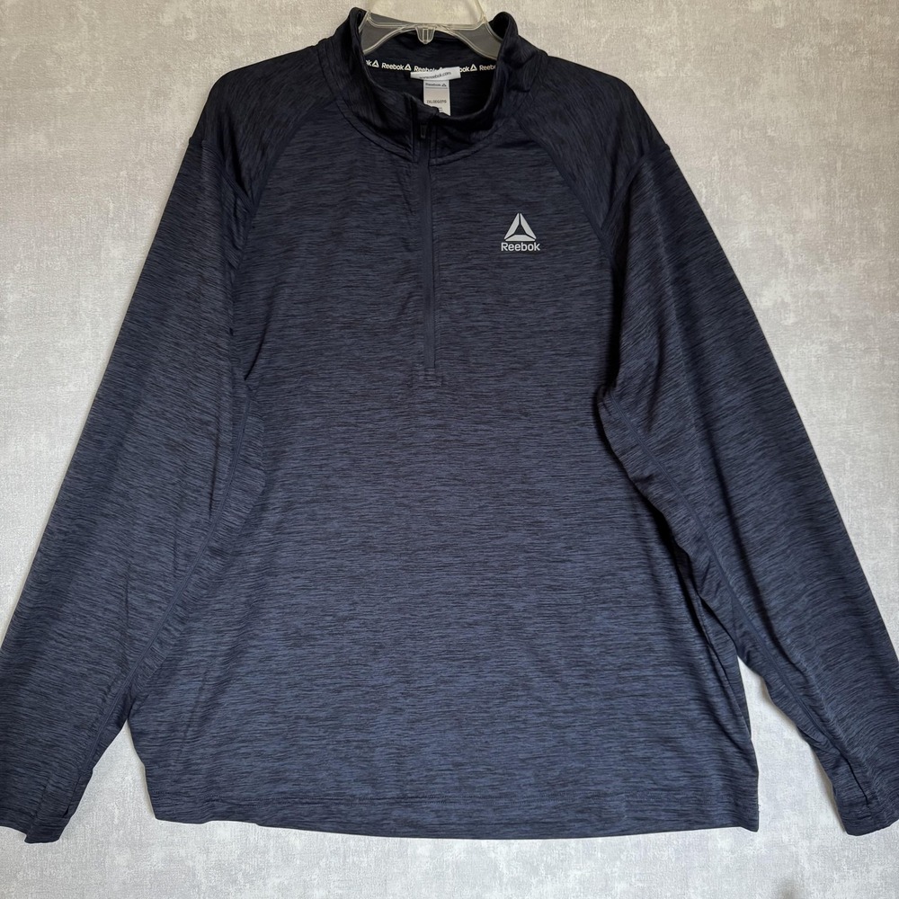 Reebok Pullover Mens 2XL Blue Quarter Zip Athletic Performance Shirt‎